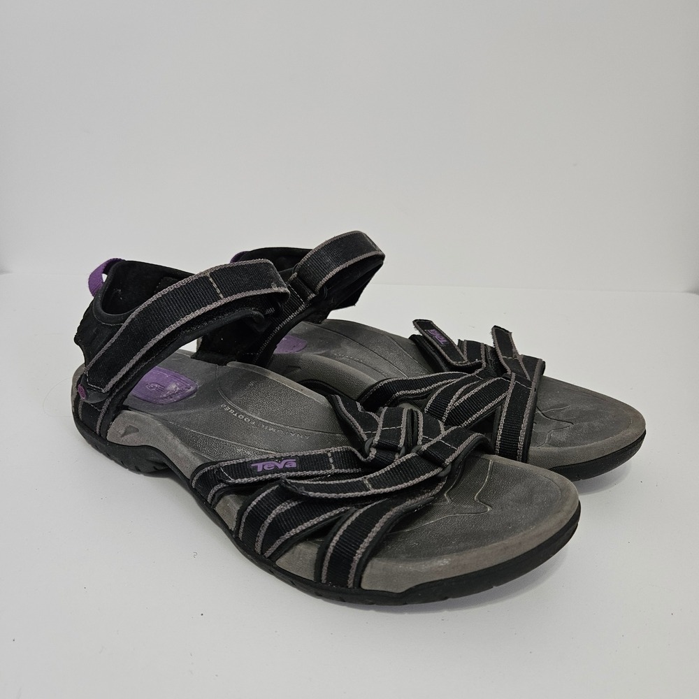 Teva Tirra Sport Sandals Women 8.5 Black Grey Strappy Hiking Outdoor Water